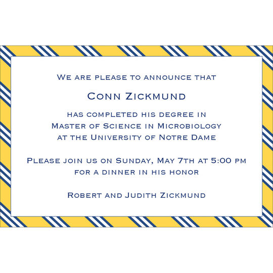 Yellow & Navy Repp Tie Invitations